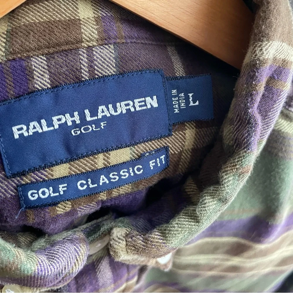 Vintage Ralph Lauren Golf Large Long Sleeve Shirt Khaki Green - Picture 5 of 8